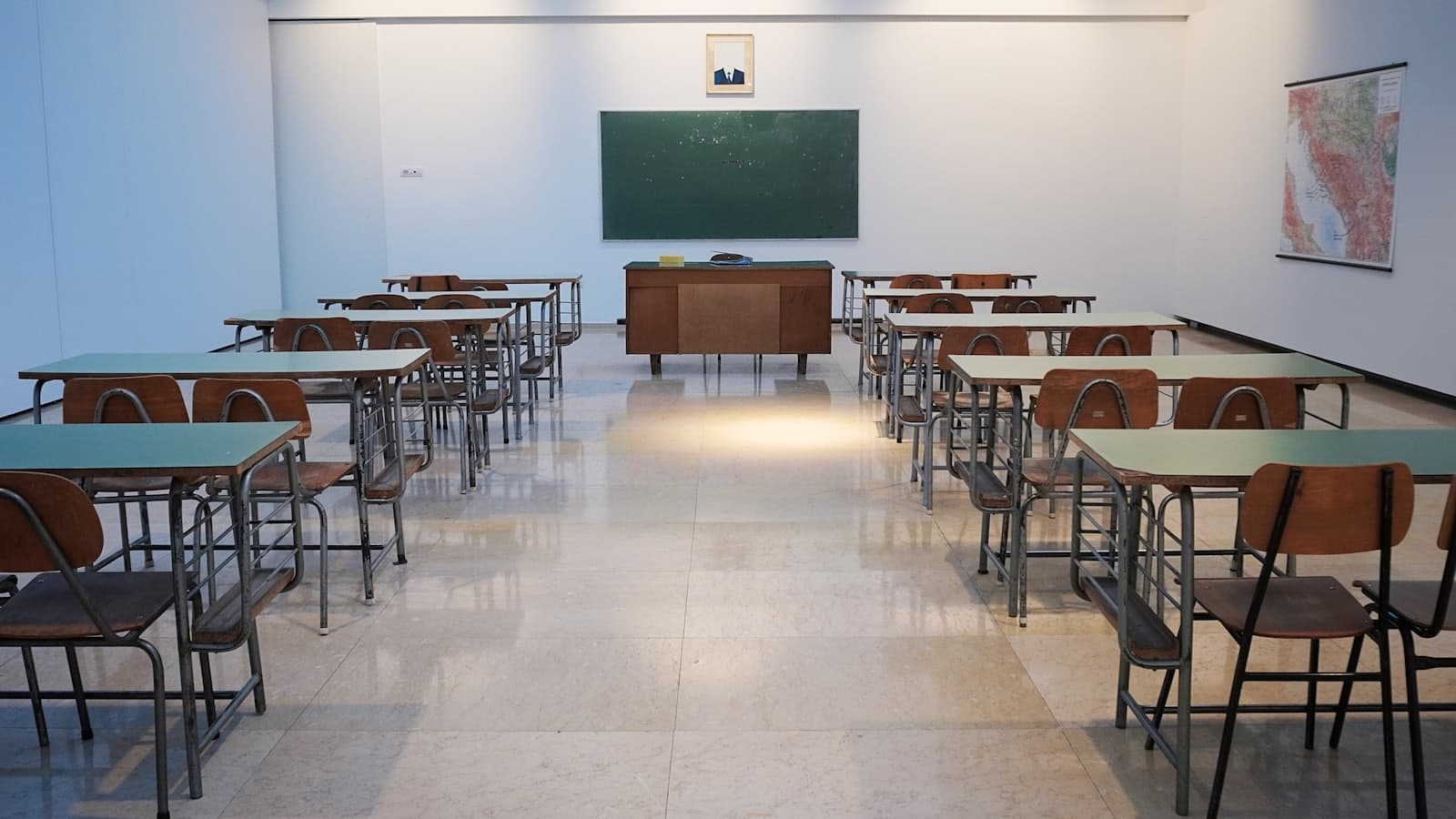 Children in class at their new school