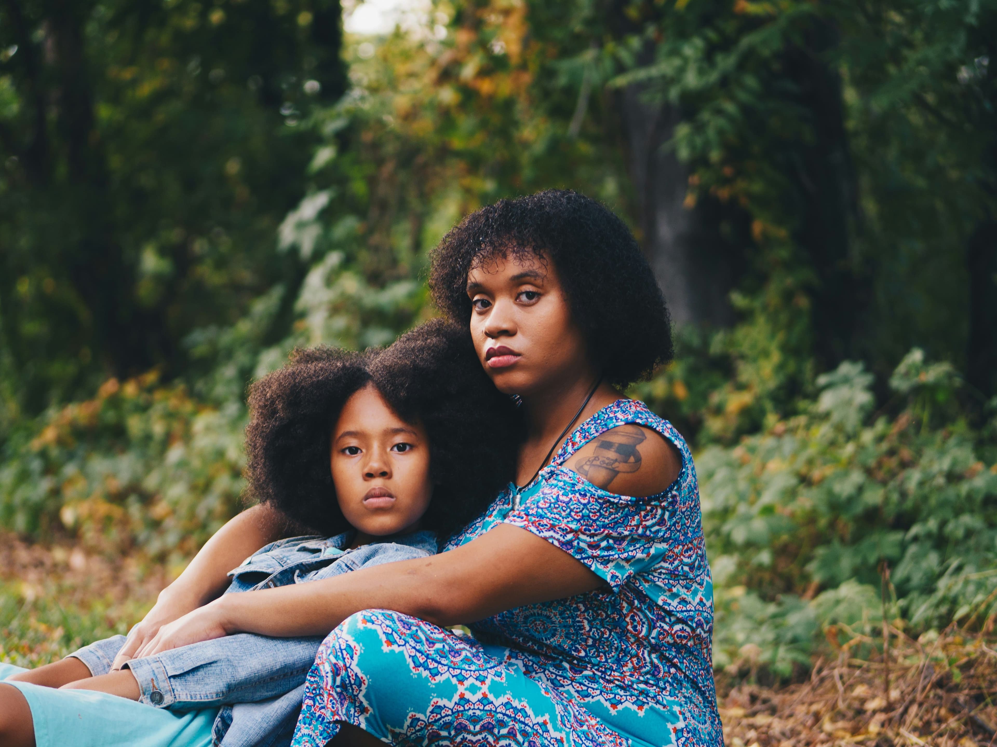 A woman and child